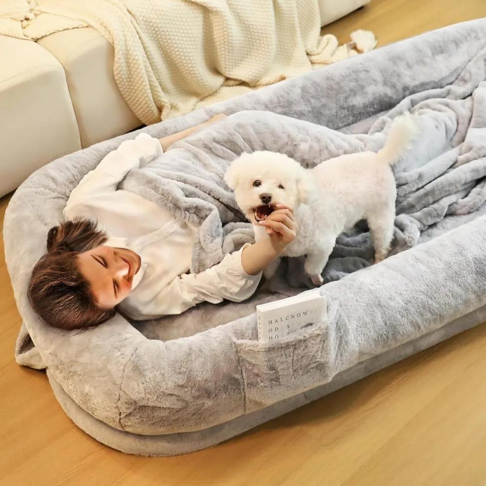 Human and Dog Bed, 71" Long Human Size Dog Bed