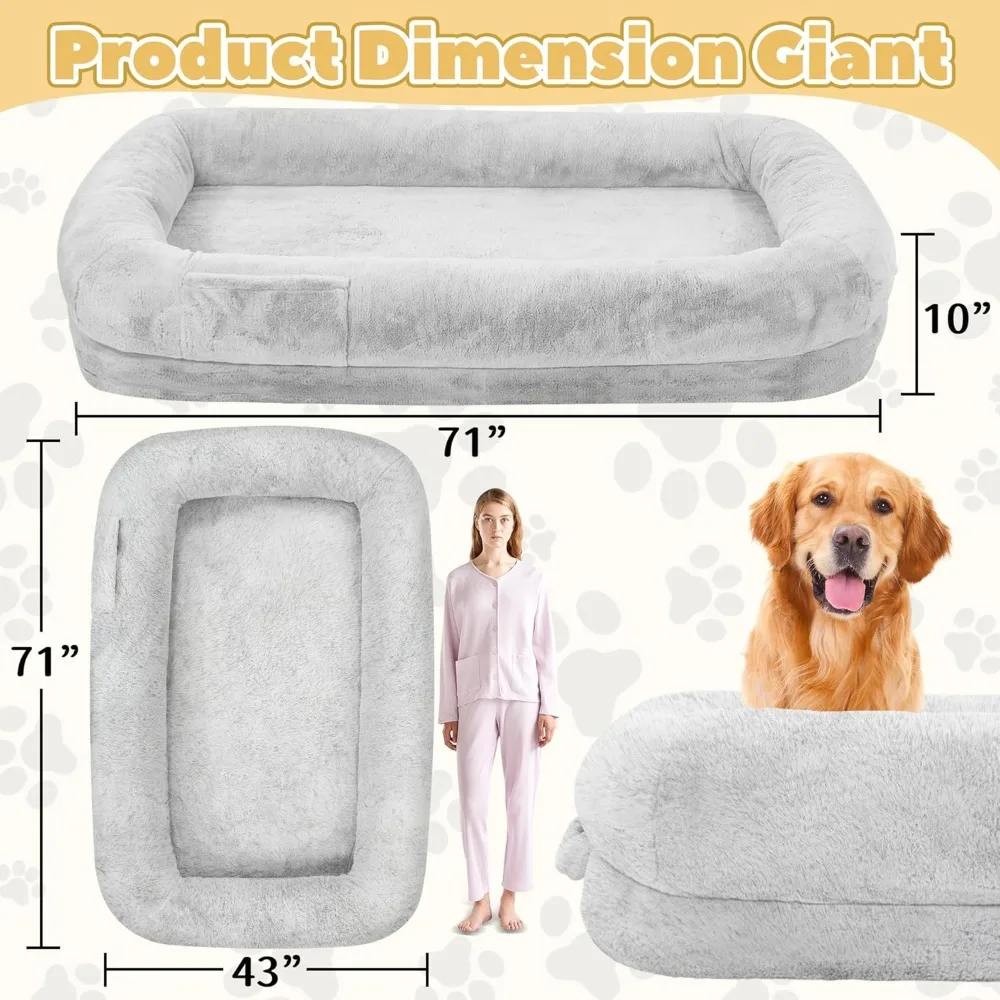 Human and Dog Bed, 71" Long Human Size Dog Bed