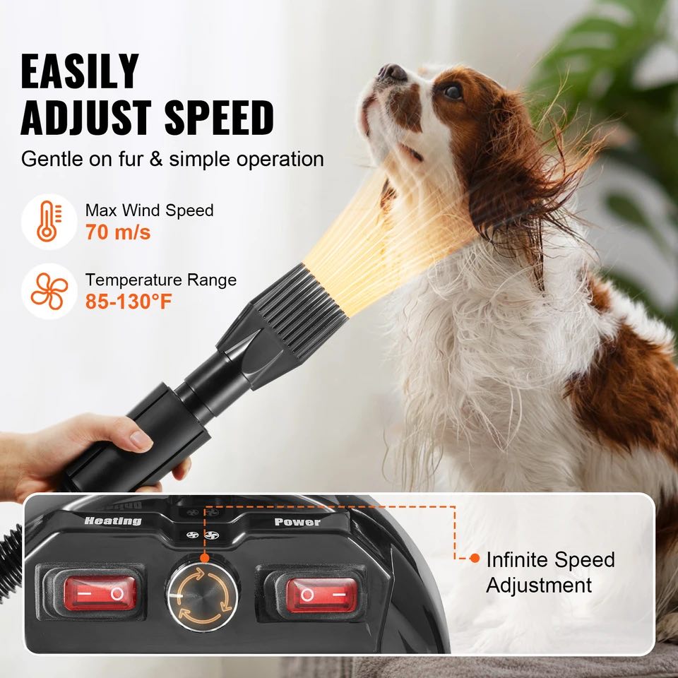 VEVOR 2000W Dog Blow Dryer with Adjustable Speed, Temperature Control