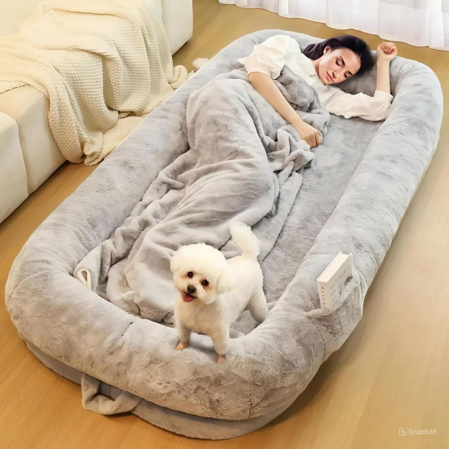 Human and Dog Bed, 71" Long Human Size Dog Bed